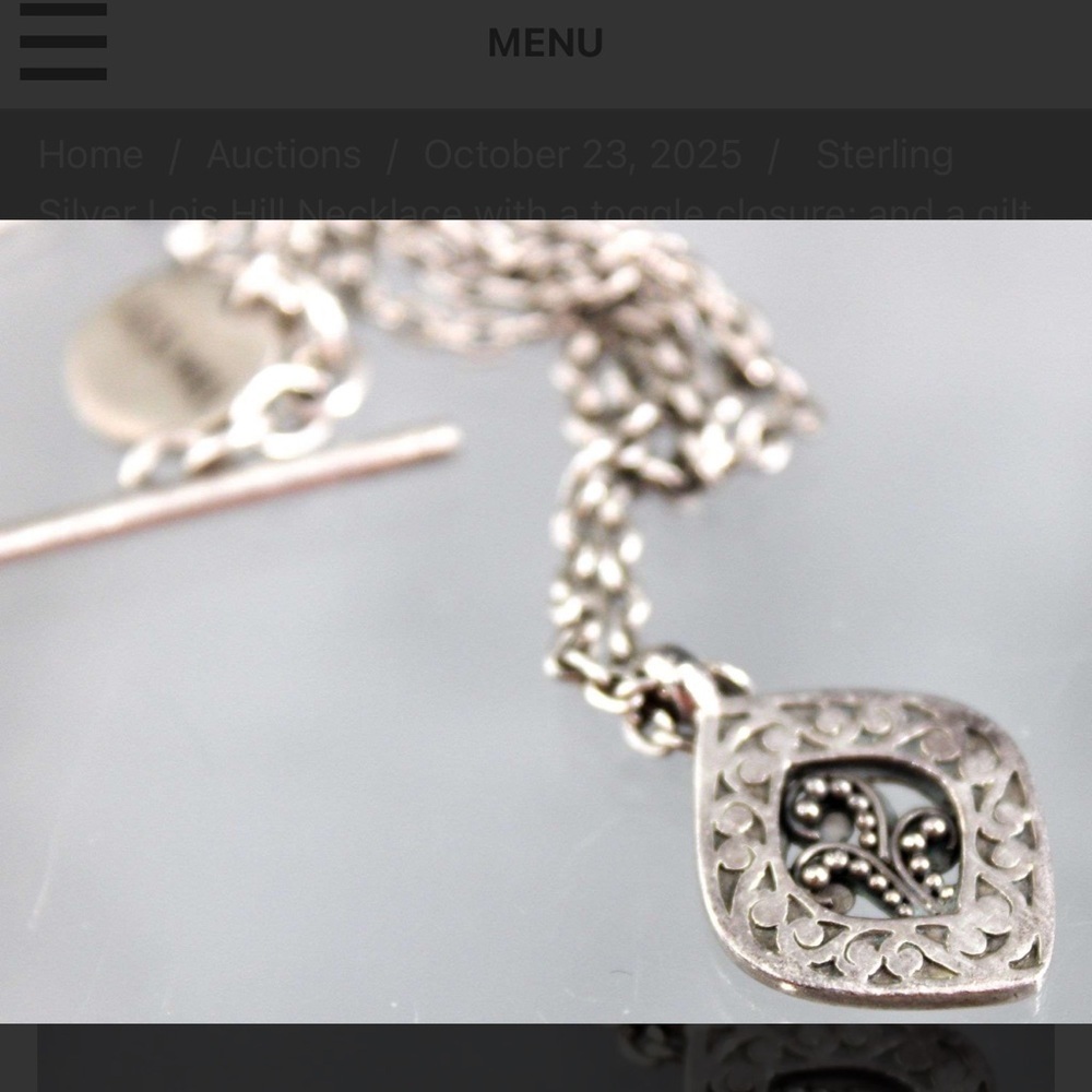 Lois Hill Intricate Sterling Silver Pendant Necklace